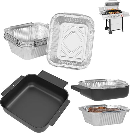 Universal Grease Tray with 10PCS Aluminum Drip Liners for Royal 5/6 Burner Gourmet Propane Gas Grills, Replacement Parts for Royal 5401T GA5403B GA5403C GA5404G GA5404H GA6402B GA6402C GA6402H GA6402S