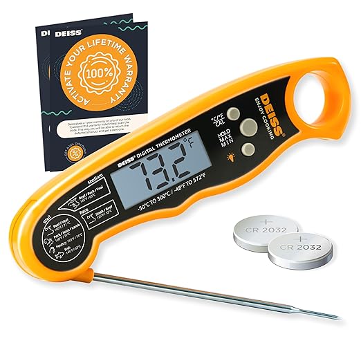 Deiss PRO Digital Meat Thermometer - Ultra Fast Cooking Thermometer with Backlight LCD Display - Waterproof Instant Read Thermometer for Beef, Poultry, BBQ, Candy