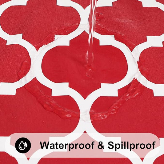 Smiry Square Table Cloth, Waterproof Vinyl Tablecloth with Flannel Backing for Square Tables, Wipeable Spillproof Plastic Tablecloths for Dining, Camping, Indoor and Outdoor (54"x54", Red)