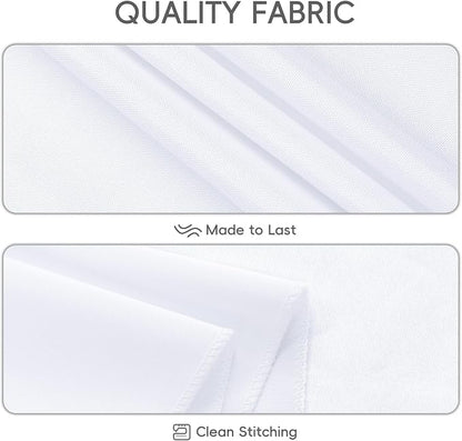 8 Pack White Round Tablecloth 90 Inch | For 3Ft-5Ft Round Table, Wrinkle Resistant Table Cloth, Washable Polyester Fabric, For Wedding Party Banquet Buffet Camping