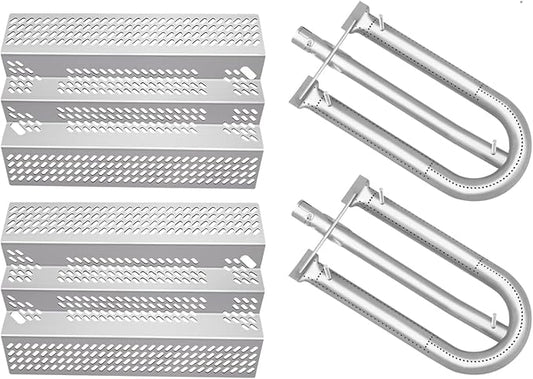 92461 2 Pack Heat Plate and 2 Pack 12461 Grill Burner Repair Kit Replacement Grill Parts for American Outdoor Grill 24NB 24NG 24NP Gas Model