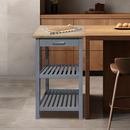 Casual Home Sunrise (Small) with Solid Harvest Hardwood Top Kitchen Island, 22.75" W, Slate Gray