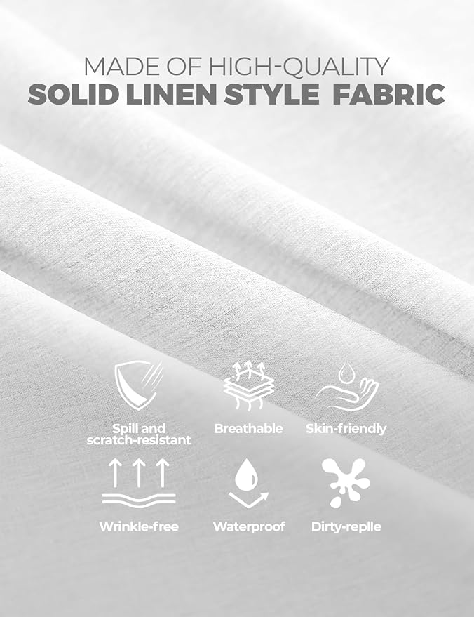 Decorelia White Faux Linen Round Tablecloths 70 inch, Waterproof Decorative Washable Texture Rustic Circle Table Cloth Cover for Dining Kitchen Party Farmhouse Outdoor (Round (4-6 Seats),White)