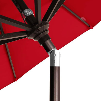 California Umbrella 12-Year-Non-Fading, 9Ft Premium Sunbrella Patio Umbrella, Hand-Crank, Button-Tilt, Bronze Frame, Jockey Red Fabric