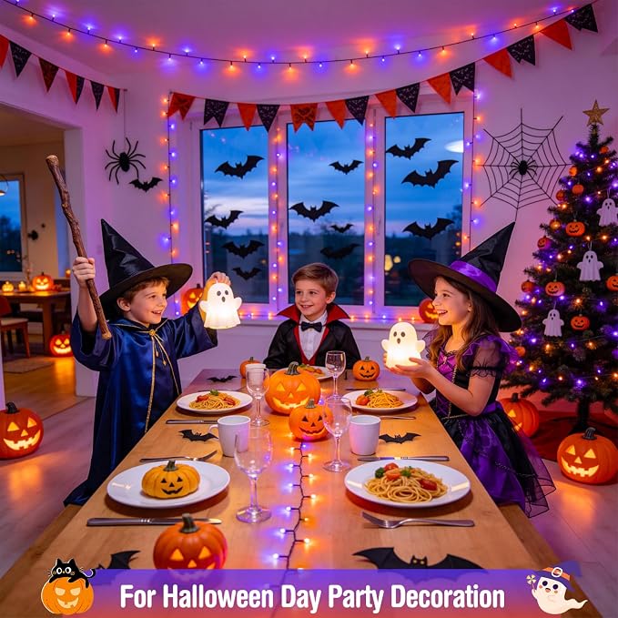JMEXSUSS 500 LED Orange and Purple Halloween Lights with Remote | 173ft Halloween String Lights Outdoor Waterproof, 8 Modes Christmas Tree Light Plug in for Party House Indoor Decor