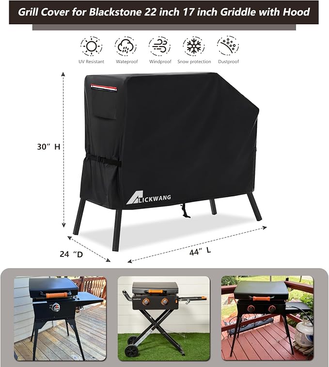 Grill Cover for Blackstone 22 inch Griddle with Hood and Stand,Outdoor Heavy Duty 600D Flat Top Grill Cover,Waterproof UV & Fade Resistant Grill Cover