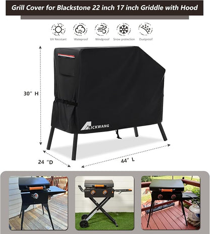 Grill Cover for Blackstone 22 inch Griddle with Hood and Stand,Outdoor Heavy Duty 600D Flat Top Grill Cover,Waterproof UV & Fade Resistant Grill Cover