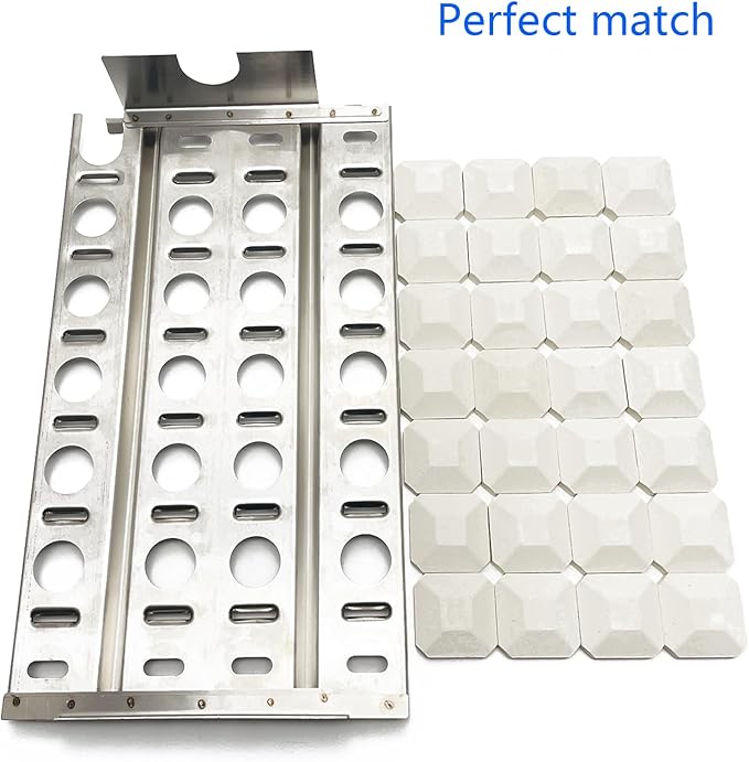 16-7/8" Stainless Steel Heat Plate, Coal Tray Ceramic Coal Ceramic Briquettes Replacement Parts for Lynx 27" 30" 36" 42" 48" 54" CS30, L27, L30, L30PSP, L36, L42, L54, L54PS, LBQ36, LBQ48 Gas grill