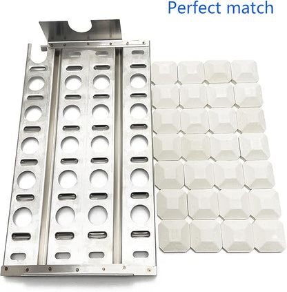 16-7/8" Stainless Steel Heat Plate, Coal Tray Ceramic Coal Ceramic Briquettes Replacement Parts for Lynx 27" 30" 36" 42" 48" 54" CS30, L27, L30, L30PSP, L36, L42, L54, L54PS, LBQ36, LBQ48 Gas grill