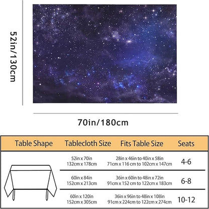 TKS MITLAN Tablecloth Galaxy Universe Table Cloth Rectangle Table 52 x 70 Inch Starry Night Sky Stars Outer Space Kitchen Decorations for Home Dinner Party