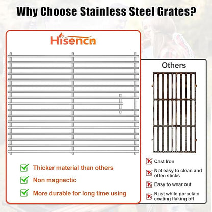 Hisencn 17 Inch Grill Cooking Grate and Griddle Replacement Parts for Nexgrill 4 Burner 720-0830HR 720-0830H 720-0958A 720-0783E, 5 Burner 720-0888N, 720-0888 720-0697 Gas Grill Models