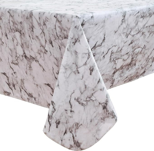 Walrus Heavy Duty Vinyl Tablecloth with Flannel Backing Waterproof Oil-Proof Plastic Table Cloth Stain-Resistant Wipeable Rectangle or Square Table Cover for Indoor and Outdoor (Marble, 60X84 Inch)