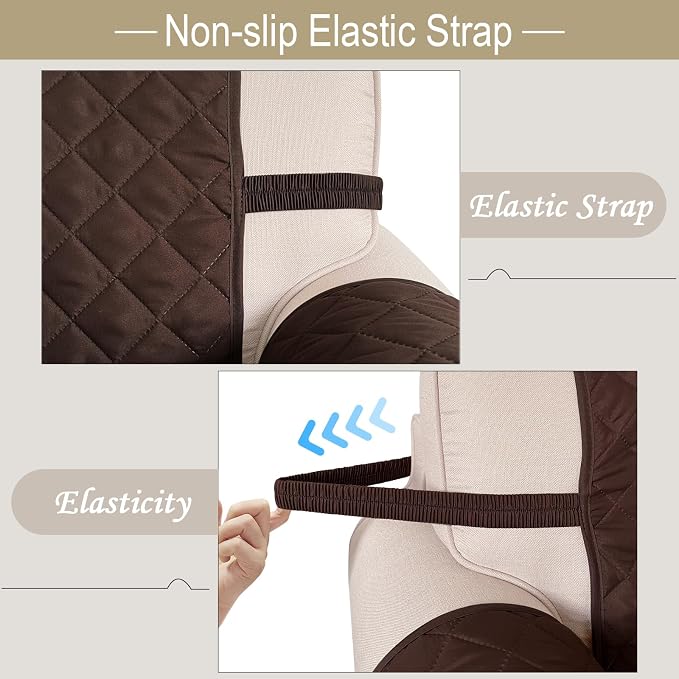 Reversible Recliner Chair Covers, 23" Chair, Chocolate/Beige | Chair Covers for Living Room with Elastic Straps, Water Repellent, Chair Protectors Covers for Dogs