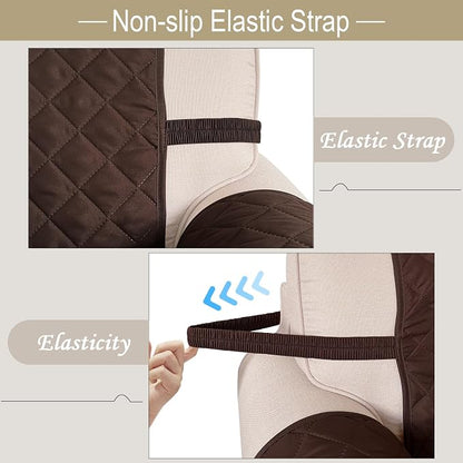 Reversible Recliner Chair Covers, 23" Chair, Chocolate/Beige | Chair Covers for Living Room with Elastic Straps, Water Repellent, Chair Protectors Covers for Dogs