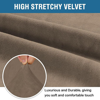 H.VERSAILTEX Stretch Velvet Sofa Covers Large Couch Covers Furniture Protector Soft with Non Slip Elastic Bottom, Feature Thick Comfy Rich Velour (Extra Large Sofa 98"-105", Coco Mocha)