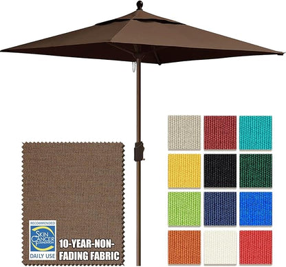 EliteShade USA 10-Year-Non-Fading 6x6Ft Square Market Patio Umbrella, UPF 50+ UV Protection Performance Sun Umbrella, Heavy Duty Commercial Grade Outdoor Table Umbrella with Crank, Windproof Vented Top for Garden, Pool, Deck and Outdoor Playsets, Chestnut
