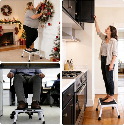 Simple Deluxe Step Stools Foldable, Heavy Duty Foot Stool with Non-Slip Paltform & Feet, Folding Step Ladder for Adults or Kids in Kitchen, Home, 330 Lbs Capacity