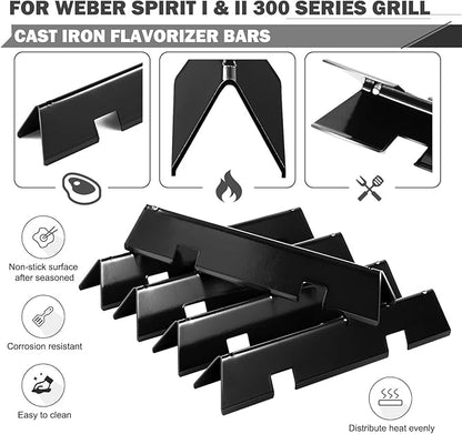 Spirit E-310 Grill Replacement Parts 7636 Flavorizer Bars 7638 Grill Grates for Weber Spirit I and Spirit II Grill Parts E-310 E-315 E-330 S-310 300 Series Parts II E310 GS4 Grill Parts Flavor Bars