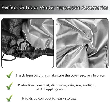 Deck Box Cover, Waterproof Outdoor Storage Box Cover, Heavy Duty Patio Storage Cover with Drawstring for Backyard Garden Furniture, Black, 63 x 30 x 28 in