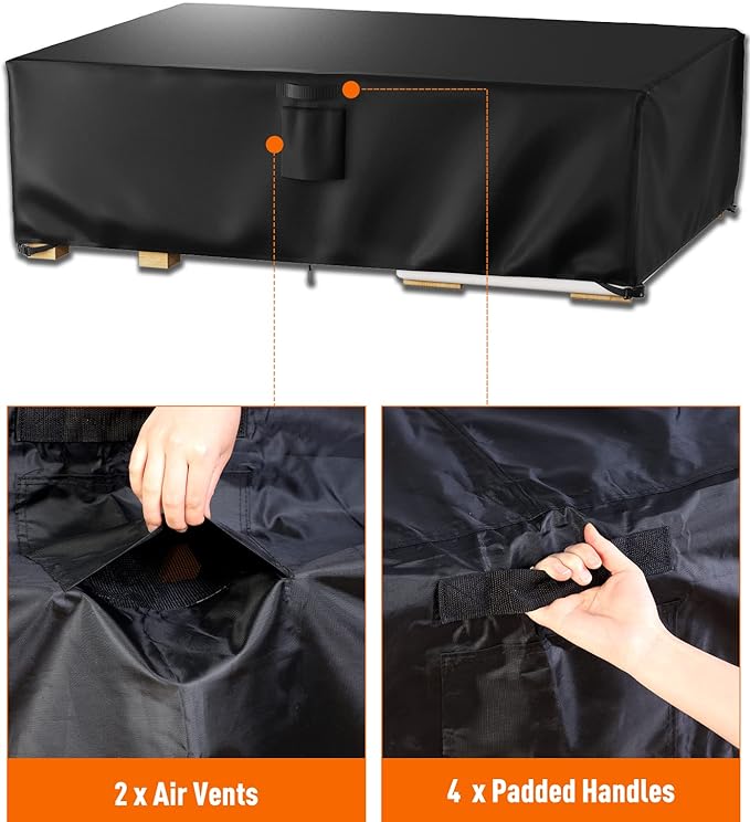 Ruimoy Patio Furniture Covers, Outdoor Furniture Cover Waterproof, General Purpose, Outside Table and Chair Covers, Heavy Duty 600D (111 Inch L x 74 Inch W x 28.3 Inch H)