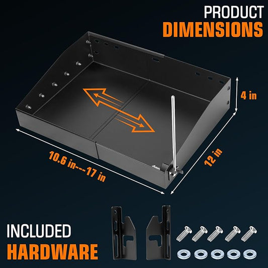 GRISUN Adjustable Folding Grill Side Shelf for Pit Boss 540 & 700FB, Side Prep Table with 5 Tool Hooks for Camp Chef, Char-Griller & Dyna-Glo Grills