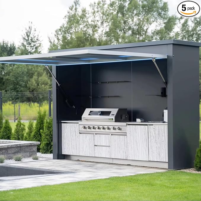 Outdoor Kitchen Pod, Deluxe BBQ Grill Station Island with Refrigerator, Sink, Stove, Bar Counter & Pergola, 304 Stainless Steel Outdoor Kitchen Set for Backyard Parties
