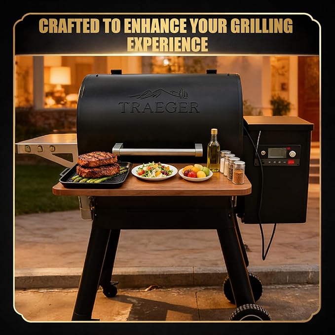 QuliMetal Foldable Front Shelf for Traeger Pro 22, Pro 575 and Ironwood 650, 24.65" Grill Front Table, BBQ Prep Shelf Accessory, Quality Steel Front Shelf