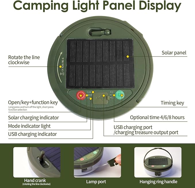 4 in 1 Camp Light Camping String Lights with 8 Modes Rechargeable Waterproof Retractable String Lights Your Ultimate Outdoor Companion (Solar LED+Type C, WarmWhite+Multicolor, 32.8FT)