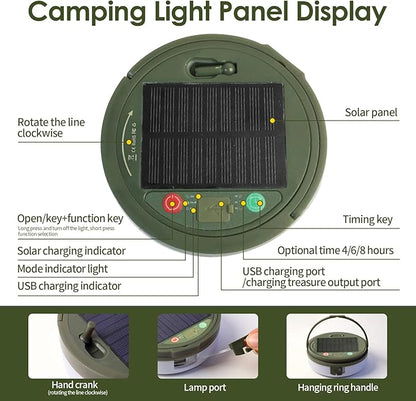 4 in 1 Camp Light Camping String Lights with 8 Modes Rechargeable Waterproof Retractable String Lights Your Ultimate Outdoor Companion (Solar LED+Type C, WarmWhite+Multicolor, 32.8FT)