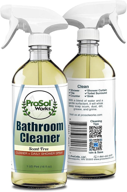 Bathroom Cleaner 16 oz Daily Cleaning Spray | For Shower Curtain, Sink, Shower, Tile, Bathtub, & Toilet, Reveals Natural Shine, Refreshing Scent, Safe on All Surface.