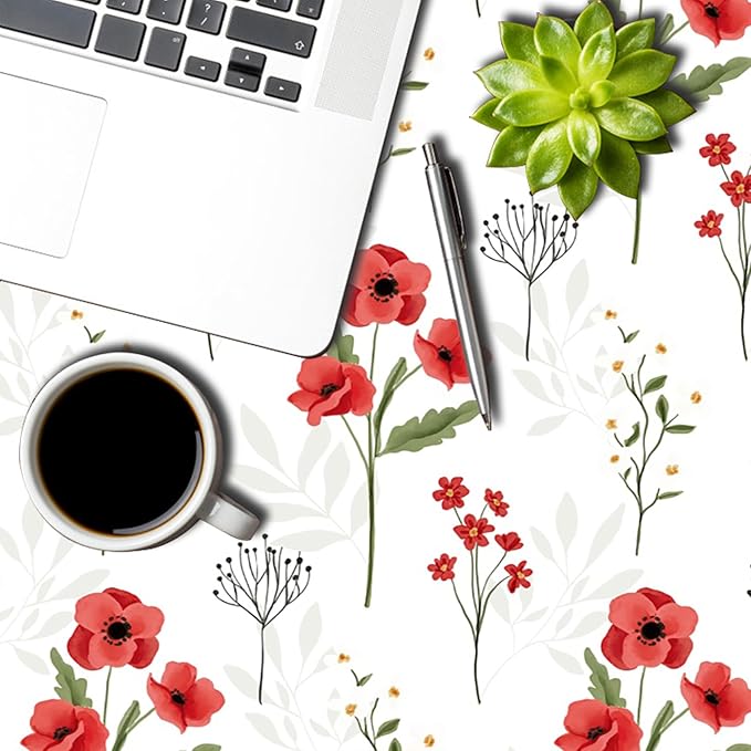 Red Poppy Rectangle Tablecloths Spring Flowers Botanical Tablecloth Polyester for Party Dinner Decorative Table Cloth Dust-Proof Table Cover for Home Restaurant Picnic Camping BBQ 70x140 Inch