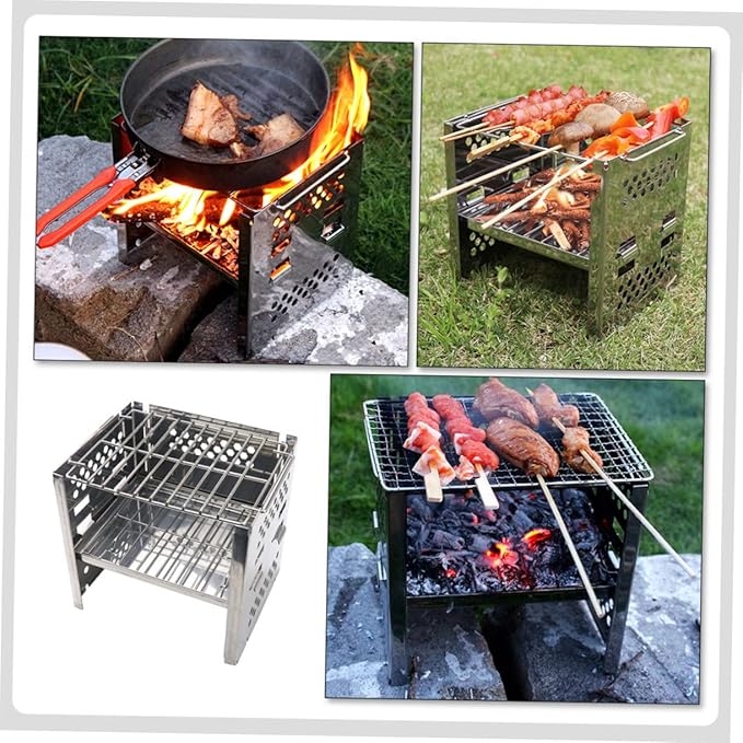 Mini Firewood Burner Tool Compact Bbq Stove for Garden Camping Hiking Charcoal Grill Folding Design