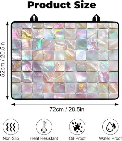 Heat-Resistant Glass Stove Top Cover with Anti-Slip Rubber Coating – Electric Stove Protector, Scratch-Resistant, Expands Counter Space, Stylish Kitchen Decor (Checked Pattern)