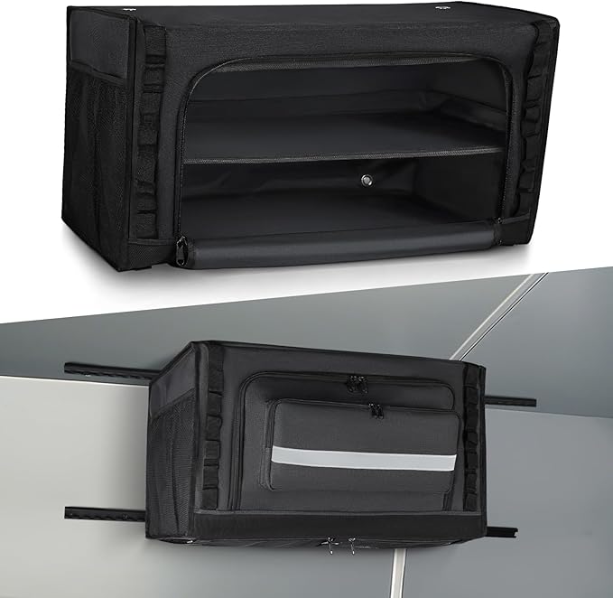 24" RV Overhead Storage Cabinet, Soft-Sided Overhead Organizer for Vans, RV Organizer Storage Cabinet Compatible with Mercedes-Benz Sprinter, Ford Transit & RAM Promaster Vans, Black