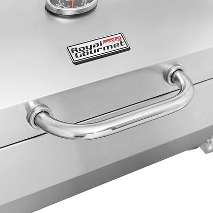 Royal Gourmet GT1001 Stainless Steel Portable Grill, 10000 BTU BBQ Tabletop Gas Grill with Folding Legs and Lockable Lid, Outdoor Camping, Deck and Tailgating, Silver