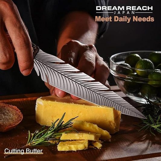 Dream Reach Feather Viking Knife – Hand-Forged Boning Knife with Sheath, 7" High Carbon Steel Butcher Tool for Meat Cutting, Camping BBQ Christmas Gifts for Men Women