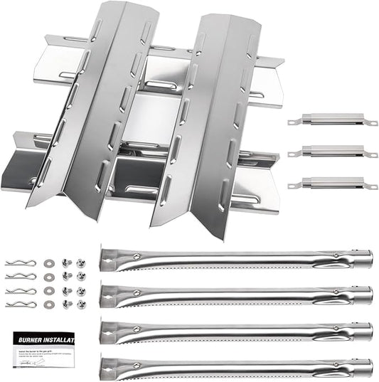 Grill Replacement Parts for Kenmore 146.34611410 146.05349710 146.46372610 146.34461410 146.10016510 146.16197210 146.16198211, Stainless Steel Heat Plate, Grill Burner, Crossover Tube