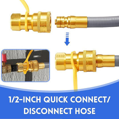 GasSaf 12 FT 1/2" ID Natural Gas Hose with Quick Connect Fitting, Natural Gas Conversion Kit for Gas Grill, Generator, Patio Heater and More - CSA Certified