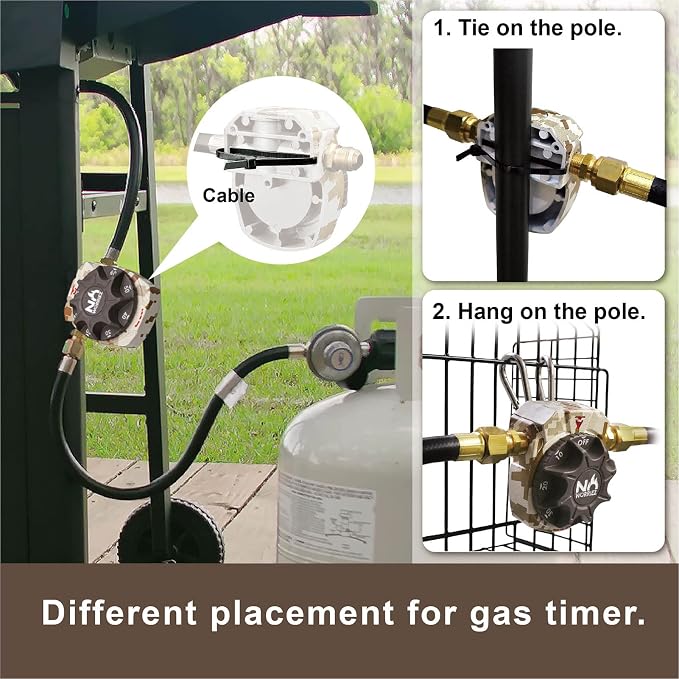 NO WORRIEZ Safety Auto Shut-Off Gas Timer for Propane & Natural Gas | Outdoor Grill, Fire Pit, Pizza Oven | – 100,000 BTU w/ 1/2" Flared Connector & Hose & Flare Male Adapter, Patent Pending | 100,000 BTU, Fits Outdoor Grill, Fire Pit, Pizza Oven, BBQ,...