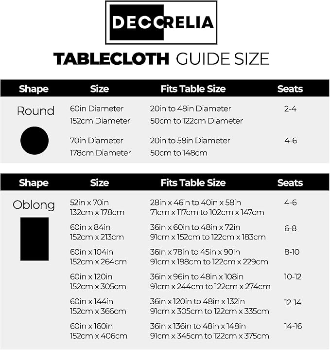 Decorelia Black Extra Long Cloth Tablecloths for Rectangle Tables,Waterproof Reusable Dinning Table Cover Protector for Banquet, Party, Camping and Wedding(Oblong, 60 x 120 Inch (10-12 Seats), Black)