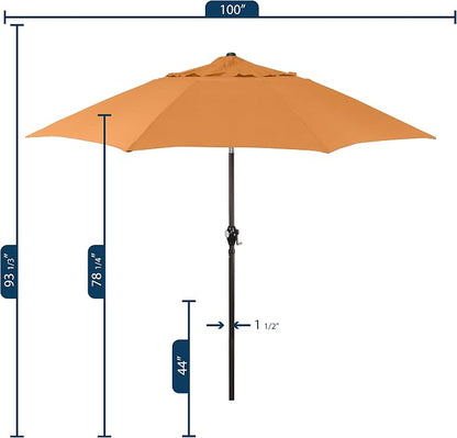 Sunline 9 ft Patio Umbrella with Crank & Push Button Tilt, Outdoor Market Umbrella with UV Protection & Wind Vent and Fiberglass Ribs, Metal Frame for Deck, Pool & Table, Tuscan