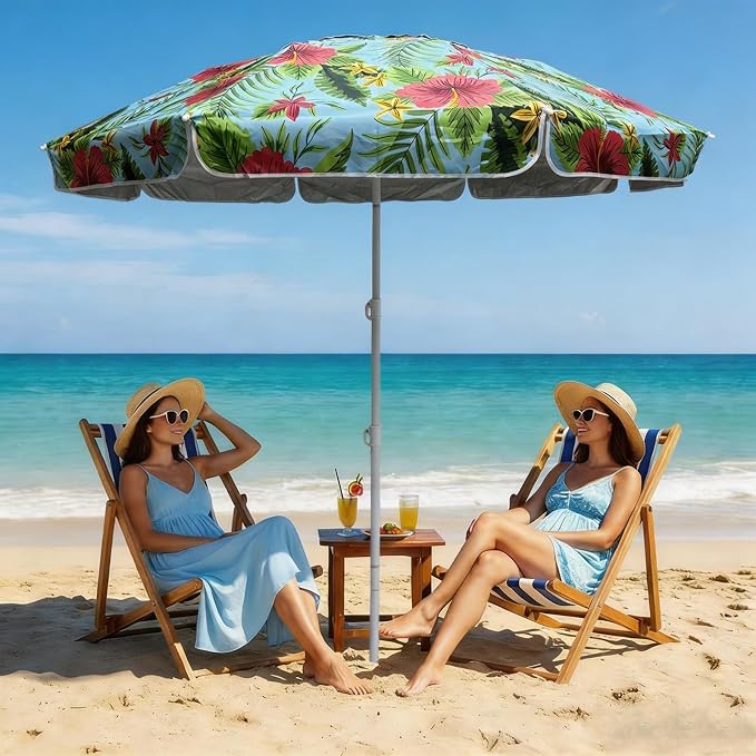 LOTTAFUN Portable Beach Umbrella 6ft – Lightweight Adjustable Outdoor Patio and Beach Umbrella Sun Shade with Sand Anchor & Carry Bag, Outdoor Folding no Tilt The sand needs to exceed the spiral 6inch