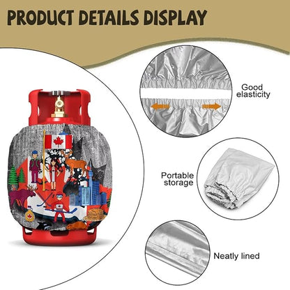 20 lb Propane Tank Cover Protective Propane Tank Blanket for Grill, Travel Trailer RV, and Outdoor Use Windproof Weatherproof Gas Cover Canada Flag