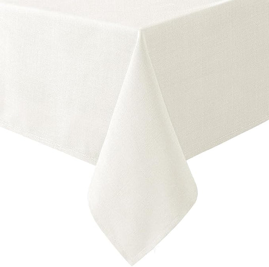 H.VERSAILTEX Linen Textured Table Cloths 54 x 70 Inch Premium Solid Tablecloth Spill-Proof Waterproof Table Cover for Dining Buffet Feature Extra Soft and Thick Fabric Wrinkle Free, Beige