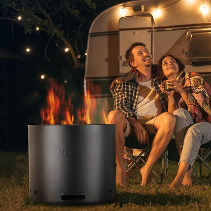 VEVOR Smokeless Fire Pit Stove Bonfire, H: 12.6 in x Dia: 15 in,Wood Burning Fireplaces with Removable Ash Pan, SUS430 Stainless Steel Inner Portable Outdoor Firepit, Ideal for Outdoor Patio Camping