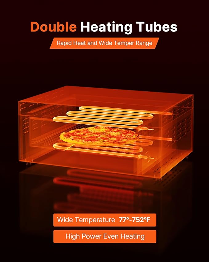 VEVOR Electric Pizza Oven, 18-Inch Commercial Pizza Ovens, 752°F Max Temp, 1740W Large Pizza Oven Countertop with Temp & Time Control, Built in Thermometer Indoor Pizza Maker for Restaurant Home Use