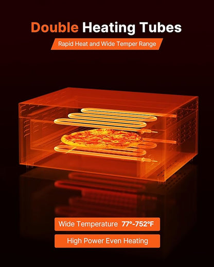 VEVOR Electric Pizza Oven, 18-Inch Commercial Pizza Ovens, 752°F Max Temp, 1740W Large Pizza Oven Countertop with Temp & Time Control, Built in Thermometer Indoor Pizza Maker for Restaurant Home Use