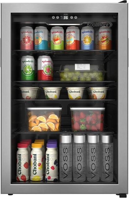 KoolMore 20 Inch Beverage Refrigerator, 4.5 Cu. Ft. Fridge Cooler, 120 Can Glass Door Drink Fridge for Dorm, Bedroom, Office, Bar, Retail Display, ETL Listed