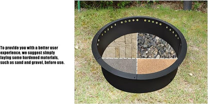 SoulMate Outdoor 64-Inch Outer/60-Inch Inner Fire Pit Ring Smokeless,Duty Solid Metal Steel Round Firepit Rim Insert for DIY Fire Pits, Outdoor Above or In-Ground, Camping Garden Patio Backyard.