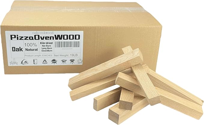 Pizza Oven Wood 19 Lbs Kiln-Dried Oak 8 Inch Mini Barkless Cooking Logs for Pizza Ovens, Grills & Smokers, Fits Ooni, Gozney, Solo Stove, for Camping, Fire Pits & Bonfires